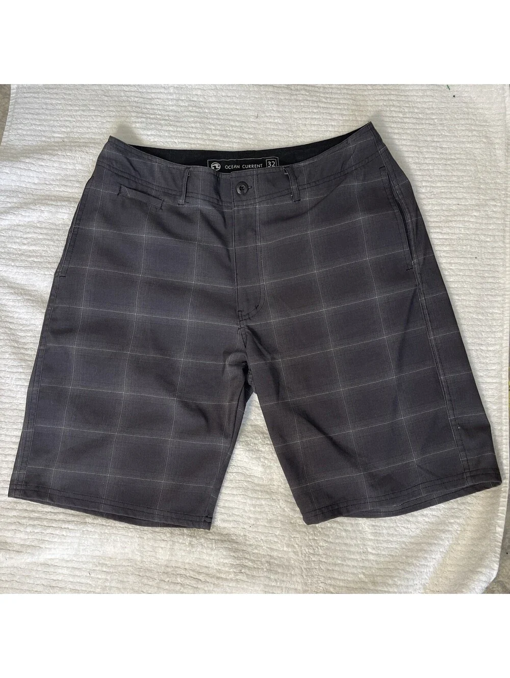 Ocean Current Men’s Charcoal Plaid Active Shorts Swim Shorts 32